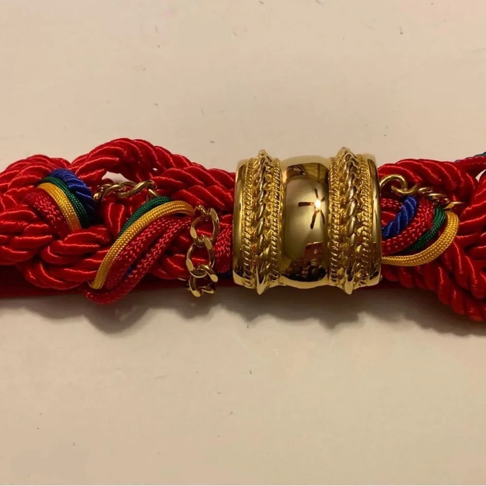 Vintage stretch red belt with gold buckle